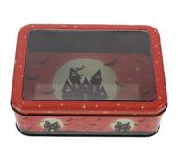 Toyvian Boîte en Métal Rectangulaire Rouge avec Couvercle Transparent pour Rangement Multifonctionnel, Boîte à Friandises pour Halloween Style Vintage Élégant