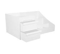 Toyvian Boîte Organisateur Maquillage Plastique Étanche pour Salle de Bain Rangement Multi-Compartiments Support Beauté Élégant Blanc Ivoire Adaptable pour Cuisine et Bureau