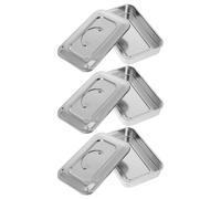 Toyvian Boîte pour Outils à Ongles 3 Pièces en Acier Inoxydable 201 sans Trou 23 Cm avec Couvercle, Plateau Multifonction pour Manucure, Compact Salon et Voyage