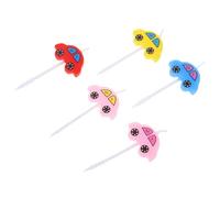 Toyvian Bougies sans Flamme pour Gâteaux en Paraffine 5 Pcs Mini Voiture de Dessin Animé Décoration Gâteau Garçon et Filles Fête Anniversaire