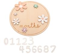 Toyvian Cartes Bébé du Mois en Bois 17x17x2 Cm, Ensemble 12 Panneaux Ronds pour Photographie -né, Accessoires Annonce Naissance et Décoration Chambre Bébé Mixte