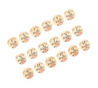 Toyvian Cartes Étapes Bébé en Bois Beige 18pcs, Signes de Croissance Portables et Légers, pour Photographie et Décoration de Naissance