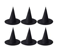 Toyvian Chapeaux de Sorcière et Forme Pointue en Tissu Oxford Lot de 6 Noirs Résistants à L'usure Éléments Classiques pour Fêtes D'halloween et Soirées Maquillage