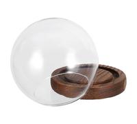 Toyvian Cloche en Verre Transparent avec Socle en Bois pour Plantes sous Dôme de Verre, Conservation des Fleurs Stabilisées, Protection Anti-poussière et Affichage Élégant pour