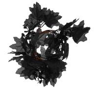 Toyvian Couronne de Porte D'entrée Noire en Fleurs de Soie Feuilles D'érable pour Décoration Halloween, Ambiance Effrayante et Élégante pour Fête d'automne