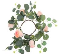 Toyvian Couronne de Rose Artificielle pour Bougie Chandelle Décoration de Centre de Table de Mariage Anneau de Bougie Faux Floral pour Porte et Fête Ornement en Soie Couleur Dorée