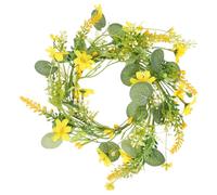 Toyvian Couronne D'eucalyptus Artificielle pour Bougie, Mini Couronne Décorative en Plastique et Tissu, Centre de Table Mariage, Décoration Romantique pour Fête