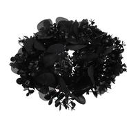 Toyvian Couronne Suspendue d'halloween Noire en Eucalyptus Artificielle pour Décoration Extérieure et Intérieure Apparence Réaliste, Accessoire pour Fête Halloween
