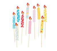 Toyvian Décorations pour Gâteaux en Papier Forme Bougie Colorée, Lot de 50 Pièces 10 Motifs pour Fêtes et Anniversaires