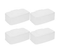 Toyvian Distributeur de Lingettes Humides Portable Lot de 4 Blanc, Boîte de Rangement avec Couvercle Hermétique et Bouton-poussoir, Étui Compact pour Salle de Bain, Bureau et