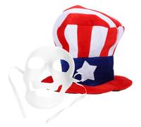 Toyvian Ensemble Chapeau et Masque Décoratif en Plastique et Tissu pour Fête Nationale et Cosplay, Style Crâne Confortable Éléments Patriotiques pour Célébrations