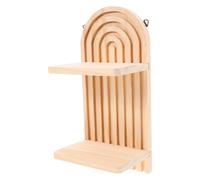 Toyvian Étagère Murale Flottante en Bois Khaki Capacité de Charge Élevée pour Rangement Polyvalent Double Couche pour Salon et Salle de Bain