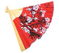 Toyvian Éventail Pliant Chinois Géant en Papier et Bois, Rouge Décoratif | 1 Grand Modèle, Motif Floral Vintage, Crochet, pour Décors de Studio Photo et Fond de Mariage