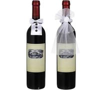 Toyvian Housse de Bouteille de Vin pour Mariage 4 Pièces Décoration Créative de Bouteille en Tissu Doux Ornements Couple pour Fête Nuptiale