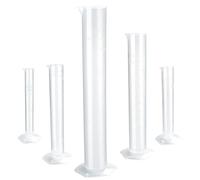 Toyvian Jeu de 5 Cylindres Gradués en Plastique Surface Intérieure Anti-adhésive et Base Hexagonale, Capacité 10ml à 250ml, pour Usage Laboratoire et Domestique