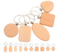 Toyvian Lot de 15 Porte-clés en Bois Vierge à Graver Soi-même, 5 Formes Variées, Bois de Hêtre Naturel, pour Loisirs Créatifs et Personnalisation Artisanale