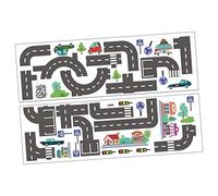 Toyvian Lot De 2 Autocollants Muraux Pour Enfants 90X30Cm Stickers Circuit Route Voiture Et Train DéCoration Murale Chambre Enfant Facile À Poser Et Retirer, stickers muraux