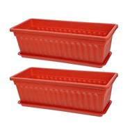 Toyvian Lot De 2 JardinièRes Rectangulaires en Plastique avec Soucoupes 19.29X7.48X5.51In Pots De Fleurs pour Balcon FenêTre Jardin Et Terrasse - Bac Long LéGer pour LéGumes Et Fleurs