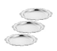 Toyvian Lot de 3 Plateaux Ronds en Fer Argenté Vintage pour Service Alimentaire, Décoratifs et Faciles à Nettoyer, pour Buffet, Fête ou Rangement Commode