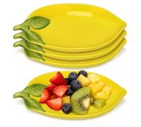 Toyvian Lot de 4 assiettes en céramique en forme de citron - Joli saladier, bol à fruits, vaisselle décorative, assiettes à dessert pour mariage, fête prénatale, fête d'anniversaire (14,99 cm x 10,53