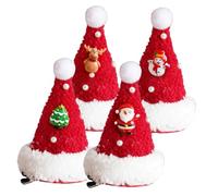 Toyvian Lot de 4 Pinces à Cheveux de Noël de Chapeau de Père Noël en Peluche Accessoires Cheveux Festifs pour Garçon et Filles et Adultes Décoration de Fête