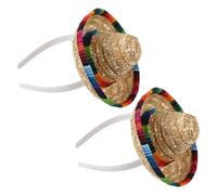 Toyvian Mini chapeau sombrero 2 pièces serre-tête en paille pour fête Cinco de Mayo et accessoires photo pour cheveux