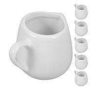 Toyvian Mini Crémier Céramique Blanc 50ml avec Poignée Ergonomique et Bec Verseur Service Contrôlé, Lot de 6 Pots à Sauce pour Petit Déjeuner et Maison