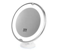 Toyvian Miroir de Maquillage LED à Ventouse, Grossissant X10, Rotatif | ABS et Verre, Éclairage Intégré, Fonctionne 3 Piles Aaa Non Incluses, Finition Argentée