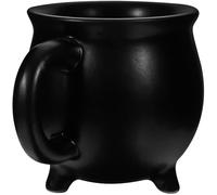 Toyvian Mug Chaudron en Céramique Noire 450ml Large Anse et Bouche Large, Tasse à Café Originale Maison Bureau, Design Sorcière Halloween Unique
