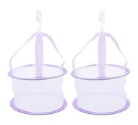 Toyvian Panier de Séchage Multifonction en Filet Violet, Lot de 2, Étendoir Suspendu pour Accessoires de Beauté et Outils de Maquillage, Panier à Linge Compact pour Usage Domestique