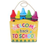 Toyvian Panneau de Bienvenue pour La Rentrée Scolaire, Décoration de Porte Rustique en Bois avec Crayons, Décoration Murale Colorée pour L'entrée de L'école, Cadeau Créatif pour Remercier Les