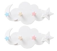 Toyvian Patère Murale Garçon et Filles 2pcs en Plastique Blanc Forme Nuage Lune Étoile Design sans Perçage et Forte Adhérence pour Décoration Maison et Porte-manteau
