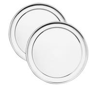 Toyvian Plaque de Cuisson à Pizza Ronde en Aluminium Bord Large Antiadhésive, Lot de 2 Pièces, pour Four et Barbecue, Design Peu Profond pour Cuisson