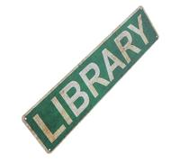 Toyvian Plaque Murale Bibliothèque Vintage en Étain Vert Décoratif pour Salle de Lecture et Club, Artisanat Soigné, Installation Facile, Ambiance Rétro Classique