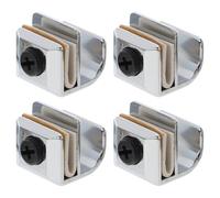 Toyvian Poignée de Porte Coulissante Alliage de Zinc Argenté en Verre sans Perçage Lot de 4, Accessoire Élégant pour Verre 3-5mm pour Armoires et Vitrines