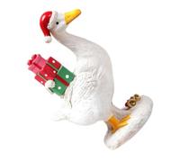 Toyvian Résine Figurine de Canard de Noël Peinte à Main | Base Antidérapante, Textures Détaillées et Boîte Présent, pour Étagères et Manteaux de Noël