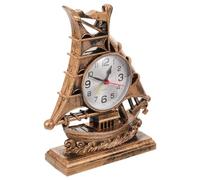 Toyvian Réveil Décoratif de Voilier, Modèle Numérique, Couleur Or Gris, sans Pile, Horloge de Table Vintage pour Chambre et Bureau, Réveil à Motif Marin, Ornement Rétro Nautique