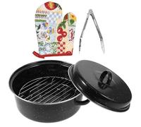 Toyvian Rôtissoire Couvercle en Émail Noir, Grosse Cocotte Pratique pour Barbecue Cuisine, Facile à Nettoyer Bords Lisses sans Bavures, pour Noël