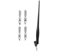 Toyvian Set de Stylos de Calligraphie en Métal Argenté Pointe Plate et Design de Tige Incurvée pour Dessin et Écriture Précise Contrôle