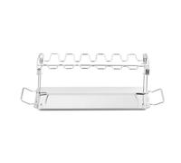 Toyvian Support de Rôtissage en Acier Inoxydable Pliable avec Plateau pour Cuisson de Cuisses de Poulet, pour Barbecue en Plein Air et Fête de Jardin