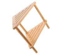 Toyvian Tabouret de Rangement de Salle de Bain Bambou avec Étagère Double Triangulaire Pratique pour Changement de Chaussures