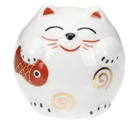 Toyvian Tirelire Chat Chanceux Céramique Maneki Neko Décorative Petite Figurine Chat pour Maison Organisateur Billets Amulette Et Ornement Fortune Japonais