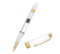 Toyvian Transparent Stylo-plume à Piston en Plastique et Acier 0,38mm | Trait Fin pour Signature, Système de Remplissage Manuel, Réduit les Fuites D’encre, École et Travail