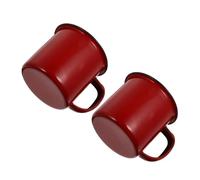 TOYZFRIENDY 2 Tasses à Cafe Originale en Émail Rouge, Gobelet à Eau en Fer, Style Vintage Rétro, Résistantes la Chaleur, pour Bureau et Extérieur