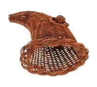 TOYZFRIENDY Panier de Rangement en Rotin Tressé la Main de Corne D'abondance, Résistant à L'humidité, Décoration Rustique pour Table de Récolte D'automne