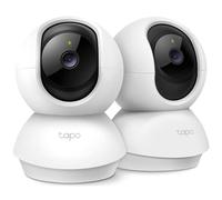 TP-Link Tapo 2K Lot de 2 caméras de sécurité panoramique/inclinables pour Moniteur de bébé, caméra pour Chien avec détection de Mouvement, Audio bidirectionnel, sirène, Vision Nocturne, Stockage de