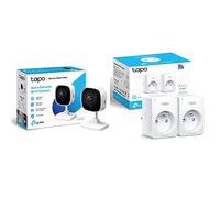 TP-Link Tapo Caméra Surveillance WiFi intérieure Tapo C100, FHD 1080P, Vision Nocturne, détection de Mouvement & Tapo Prise Connectée WiFi, Prise Intelligente, 10A, 2 Pack