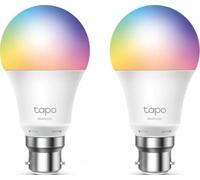 TP-Link Tapo Smart Bulb, Smart Wi-Fi LED Light, B22, 60W, Energy saving, Works with Amazon Alexa and Google Home, Colour-Changeable, No Hub Required Tapo L530B(2-pack)[Energy Class F]