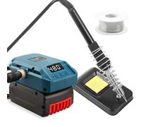 TPDL Fer à Souder Sans Fil Pour Bosch Professional 18 V Système GBA, 60 W, Température Réglable 51-480 °C, Avec Interrupteur ON/OFF, Support et Fil à Souder 50 g