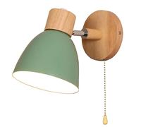 TPWEWRX Applique murale Lampe d'éclairage avec interrupteur marche/arrêt, lampe murale Macaron E27 Base en bois massif Appliques murales pour salon Allée Chambre d'enfant enfant (Green)